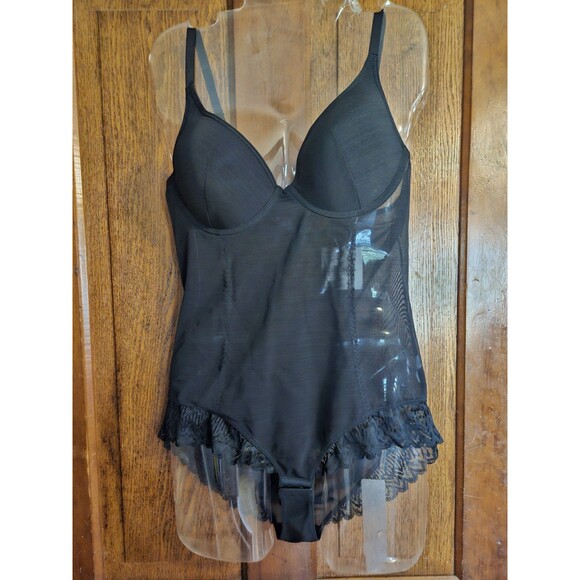 New Slimers Women's XL Black Backless Plunge  Lace  Body Shaper Suit Bra V Neck - Picture 2 of 11
